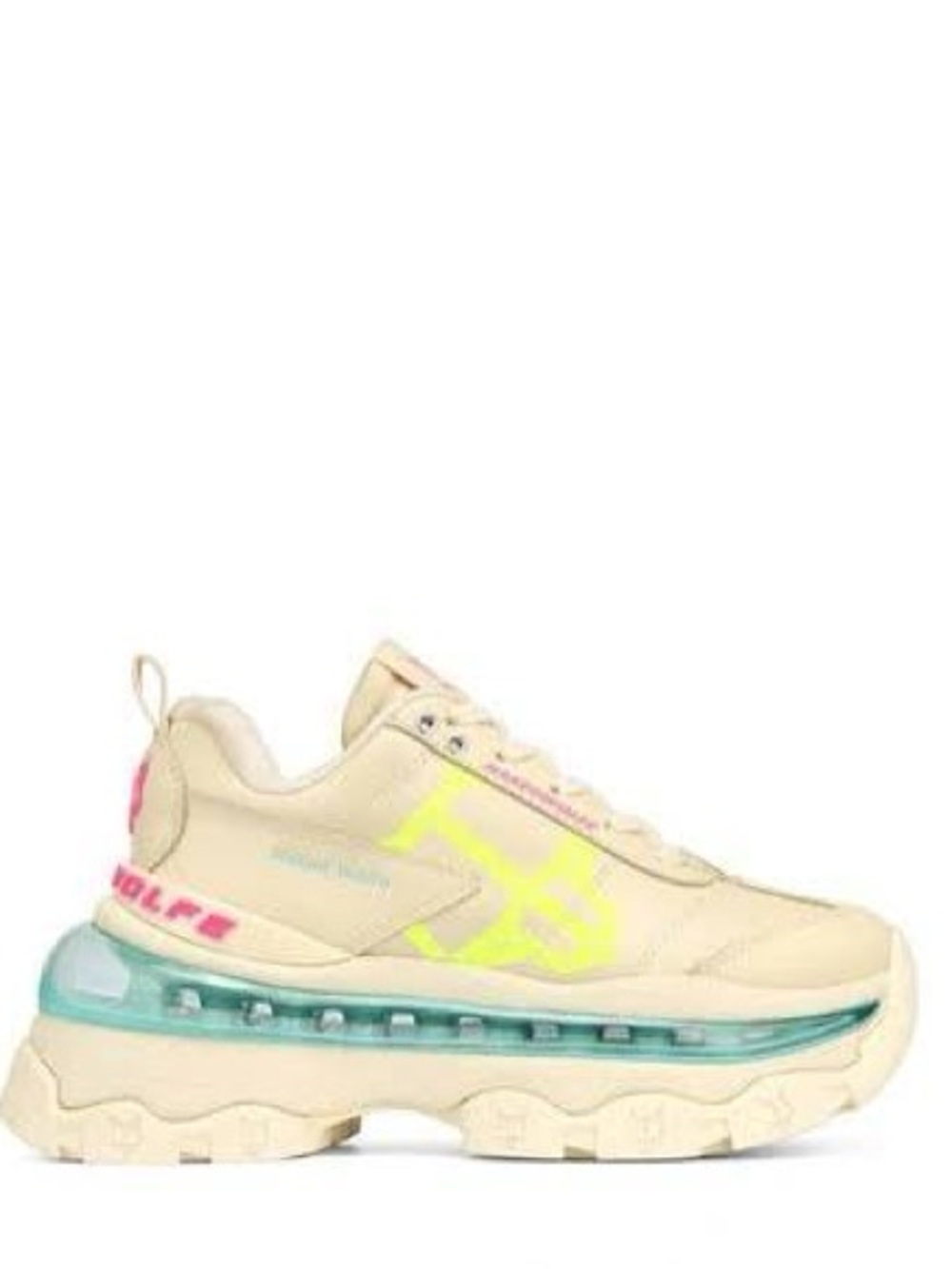 Naked Wolfe Fierce Cloud Platform Sneakers with Neon Yellow, Aqua & Pink Accents